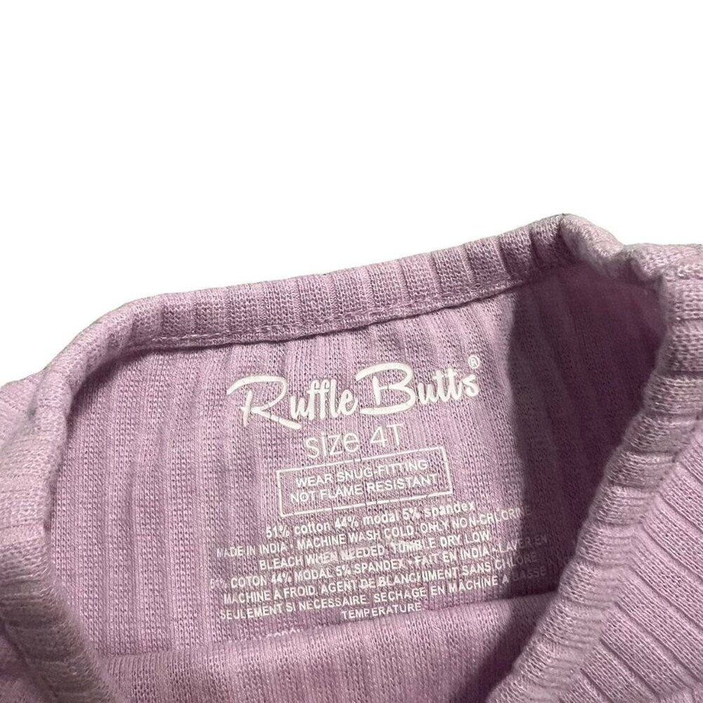 RuffleButts 4T Lilac Ribbed Ruffles Pajamas Set - Picture 4 of 7